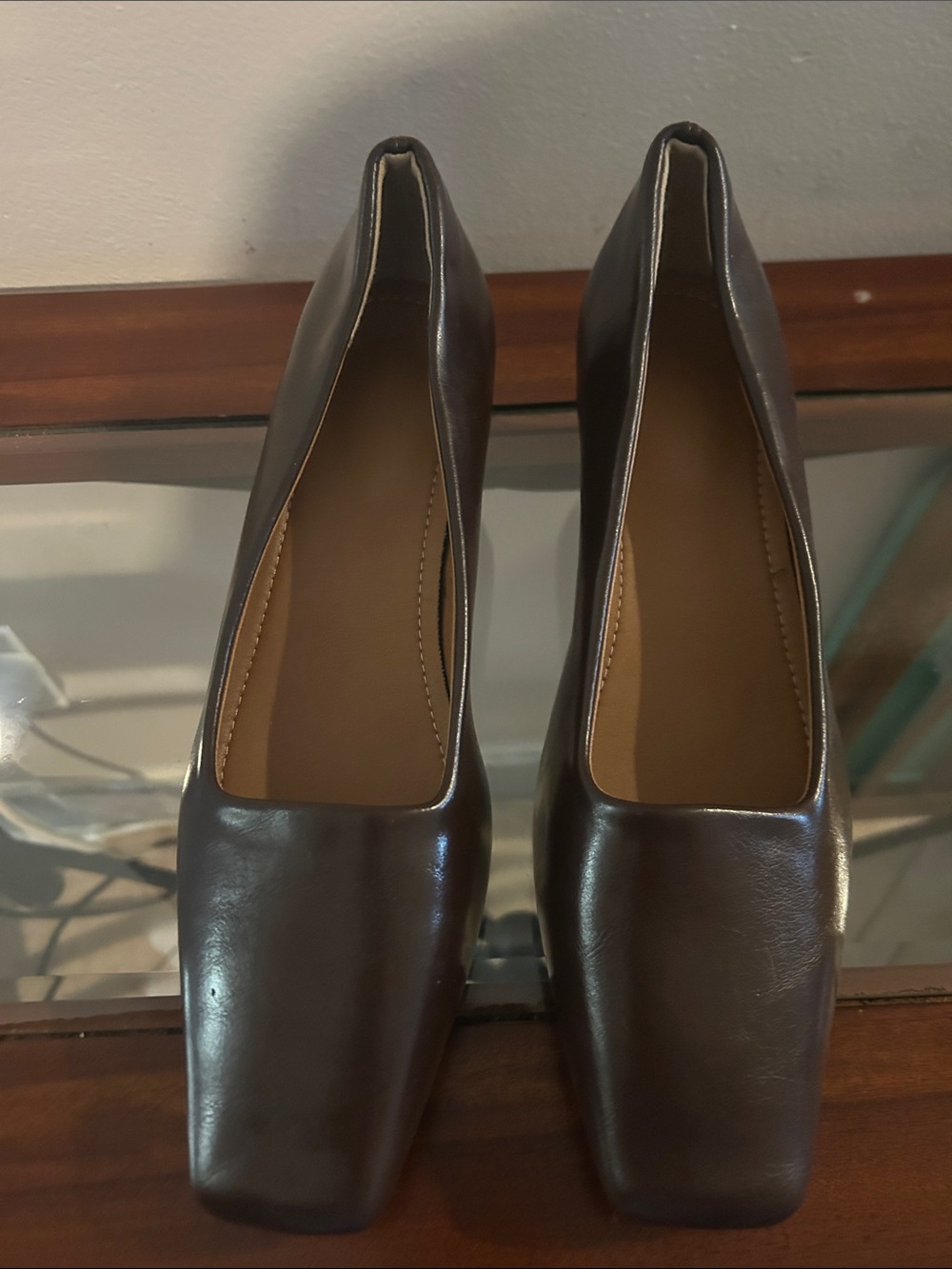 Women's Square-Toe Pump in Dark Brown
